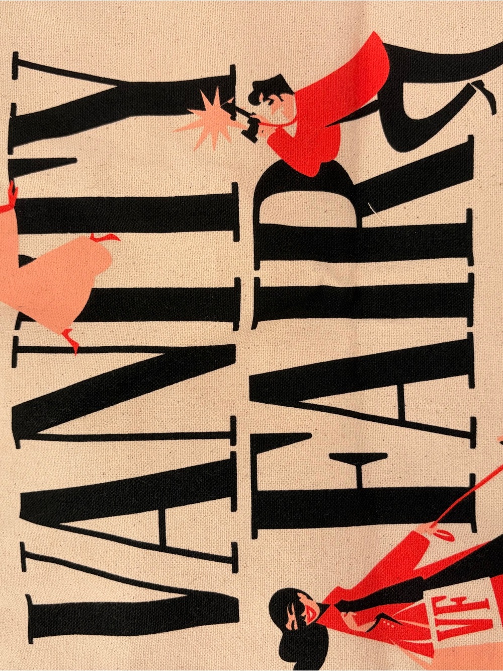 Vanity Fair Retro Illustration Print - Black, Red & Peach